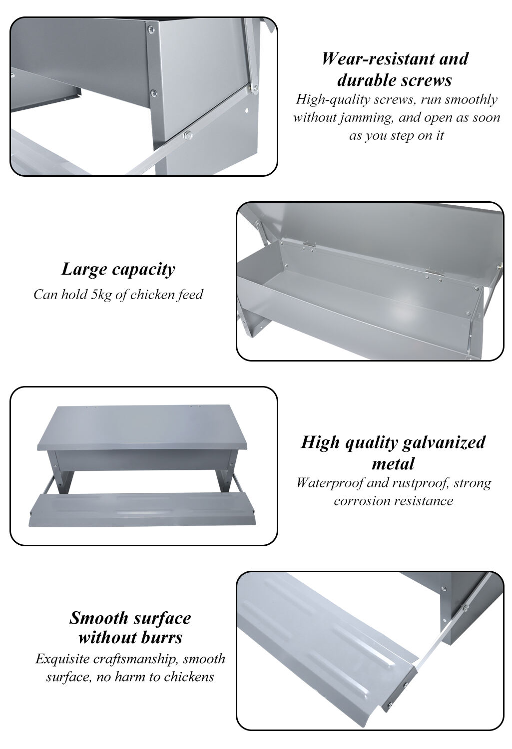 Outdoor Automatic 5kg Poultry Feeder With Foot Pedal Chicken Trough