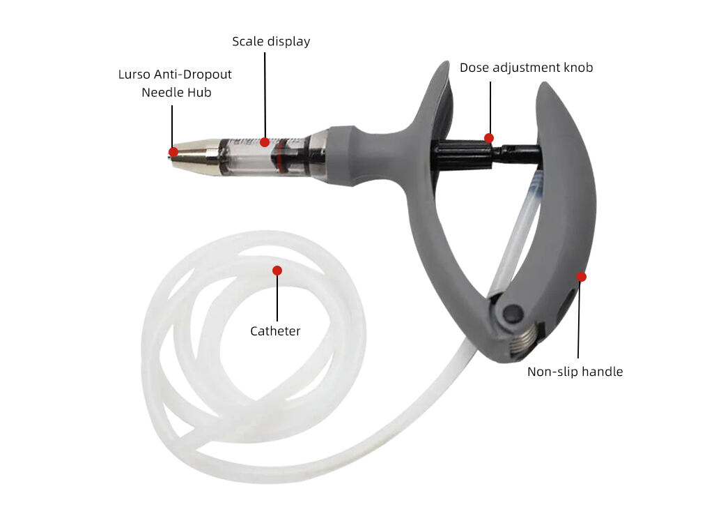 Veterinary Continous 2ml 5ml Syringe Ductal Injector Automatic Poultry Animal Syringe With Tube