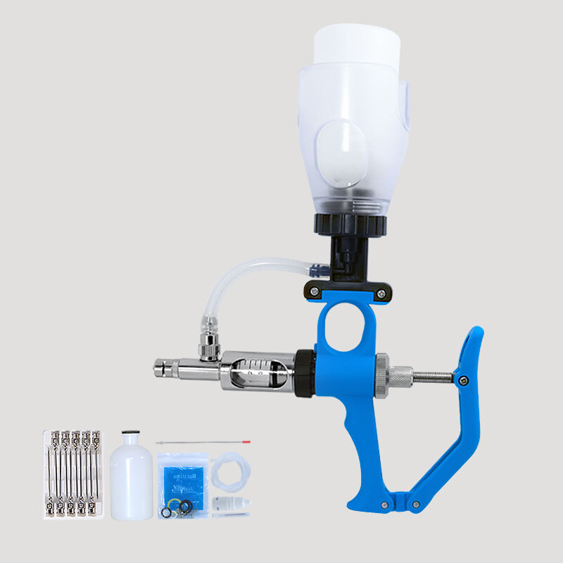 Adjustable Automatic Metal Veterinary Syringe Pump for Blue 5ml Pig Sow Vaccine Continuous Bottle Syringe