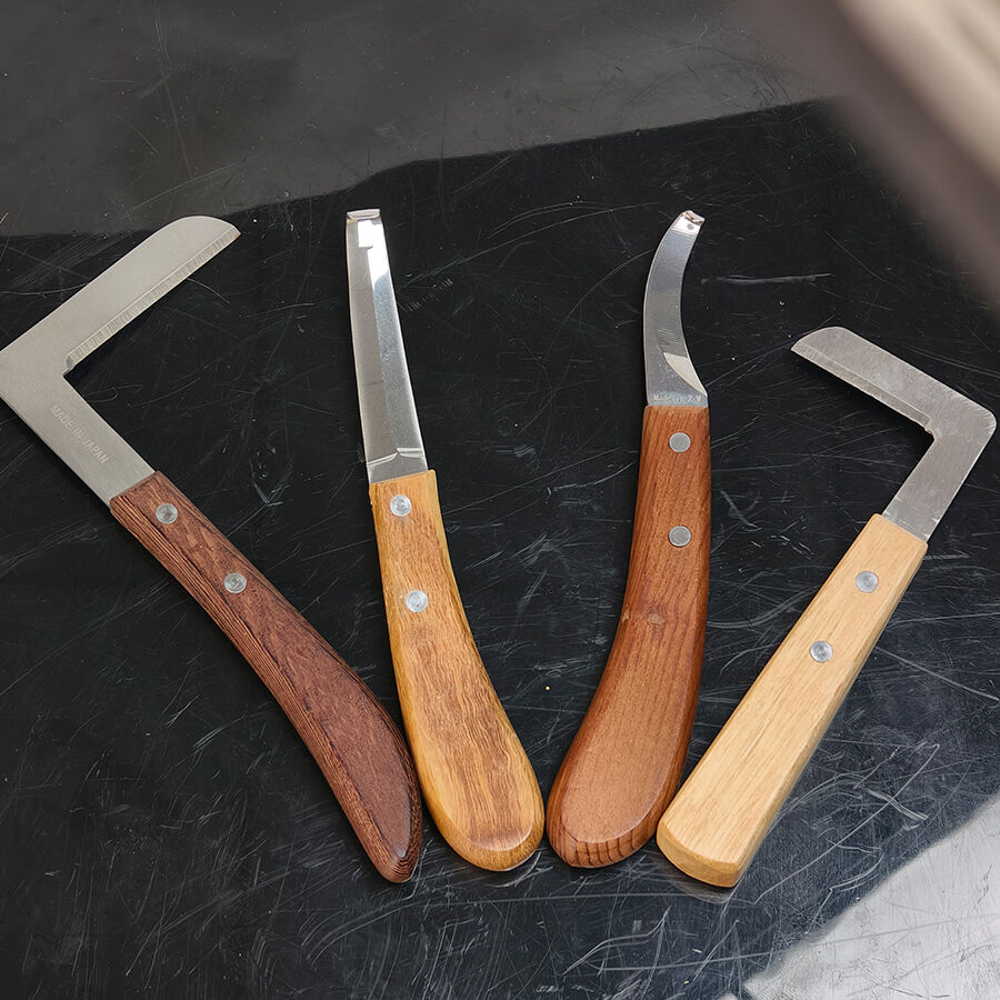 Stainless Steel Hoof Trimming Knife with Wooden Handle Multipurpose Horse Donkey Cow Hoof Cutter Shears for Farm Use