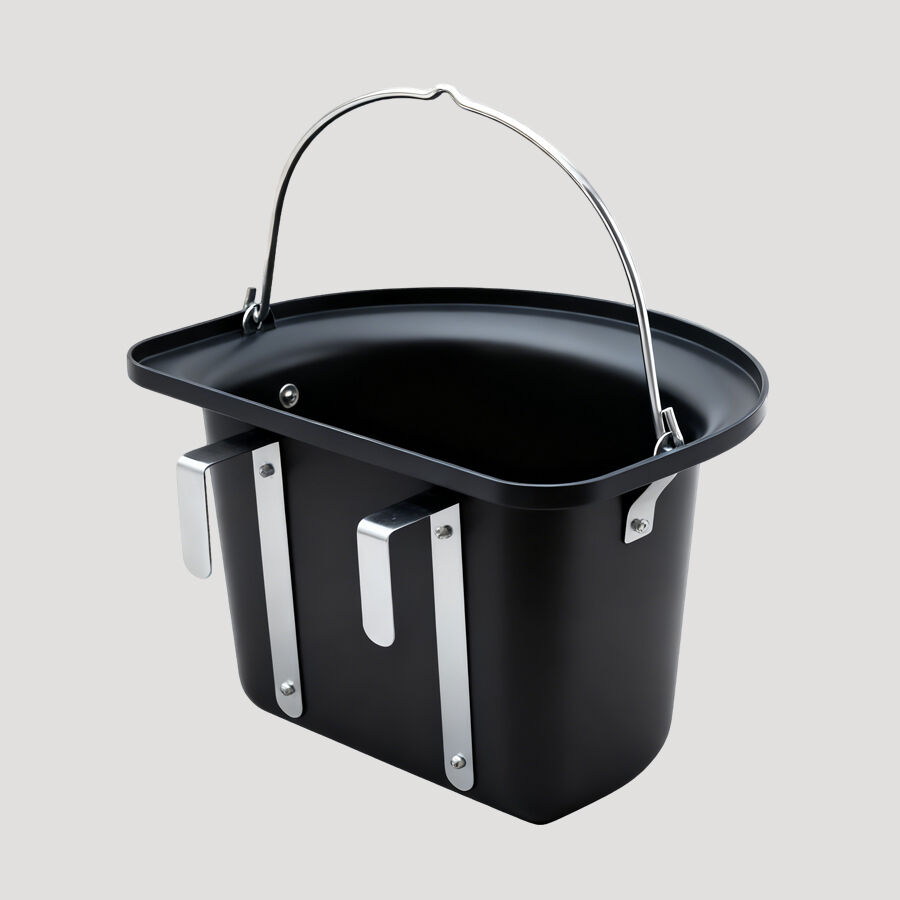 Nuevo Cubo de Alimentación para Caballos de Alta Calidad de 12 Litros en Plástico PP con Fondo Plano y Gancho, Duradero, Comederos para Animales