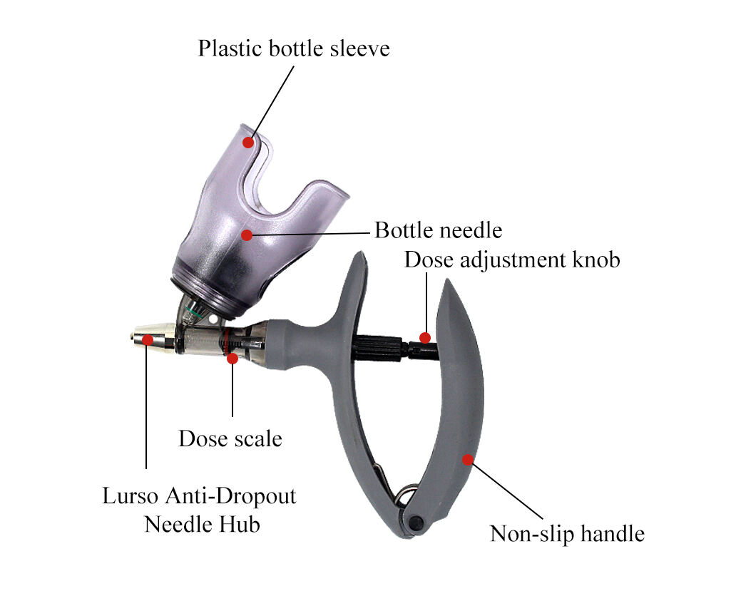 Plastic Automatic Continuous Veterinary Syringe for Cattle Pig Sheep with Adjustable 1-5ml Revolver Cup