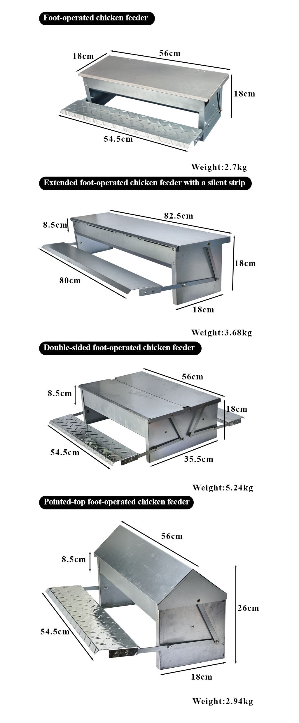 Automatic Poultry Feeder With Foot Pedal Chicken Trough