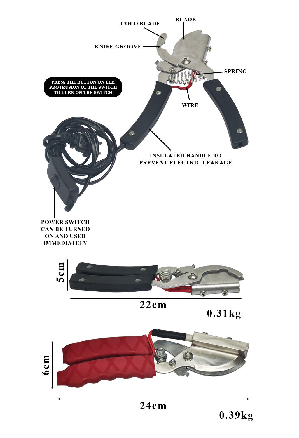 Veterinary Instrument Bloodless Electric Piglet Tail Cutter