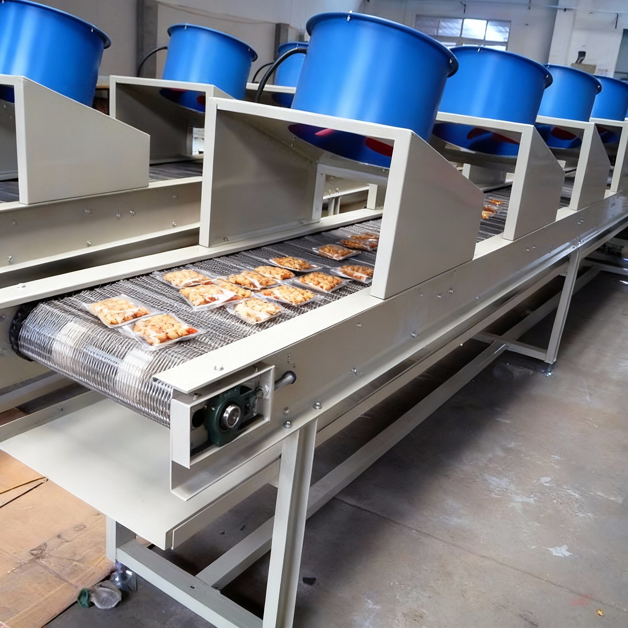 Air drying cooling mesh belt conveyor