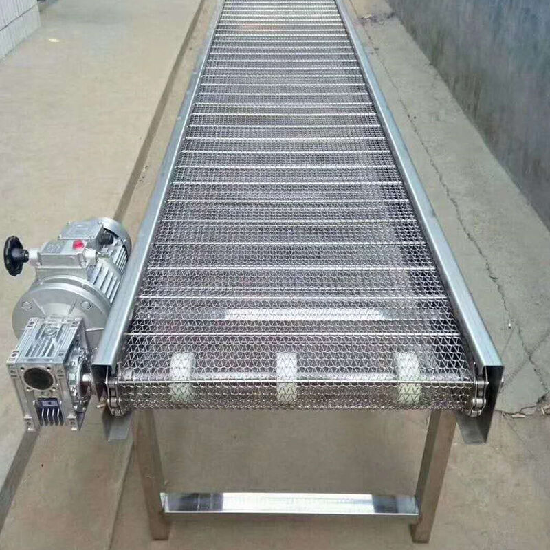 Transportador de banda de malla metálica para procesamiento de alimentos