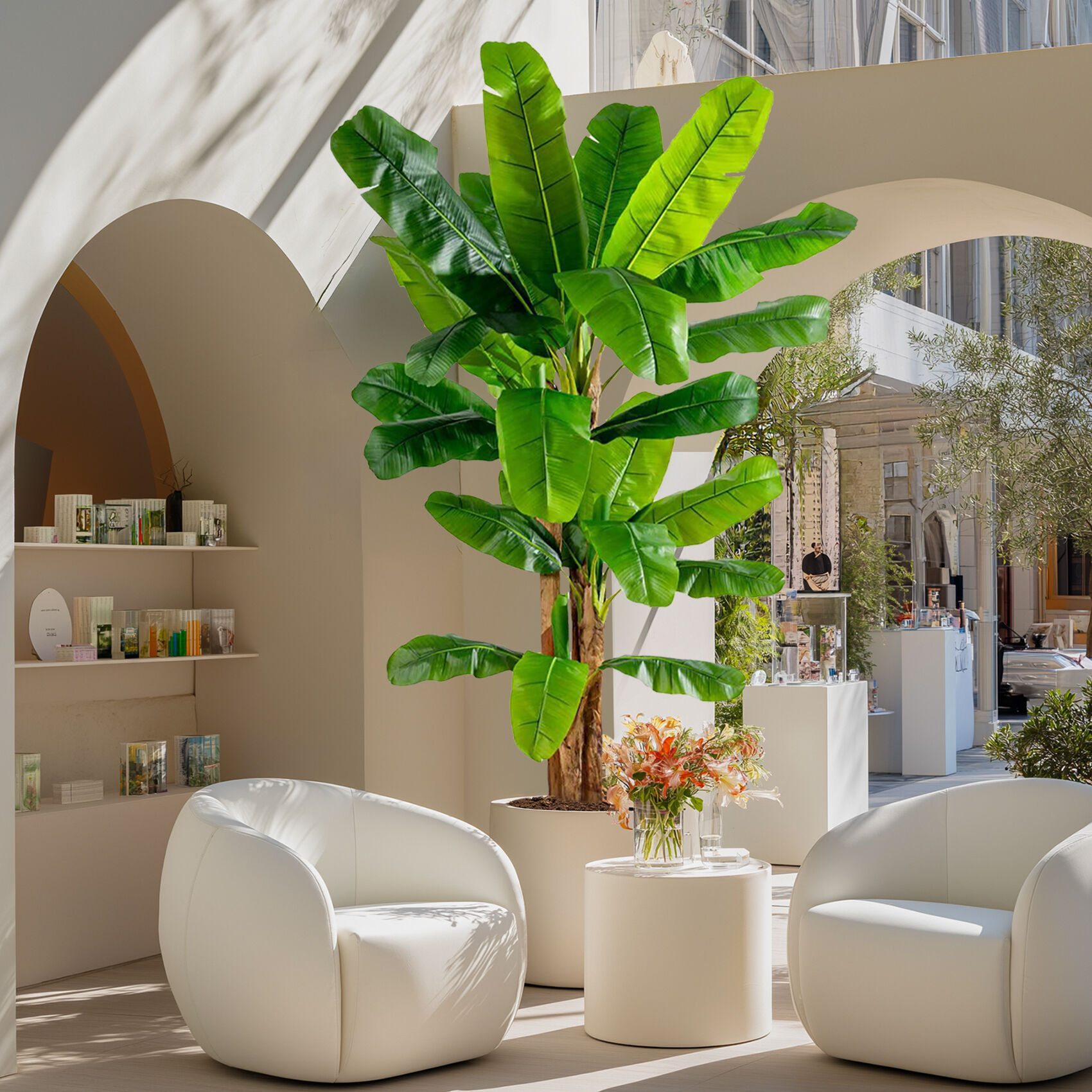 Large 2m Outdoor Home Artificial Bonsai Tree PE Plastic Bird Paradise Palm Traveler Banana Wedding Decorative Faux Grass Trees