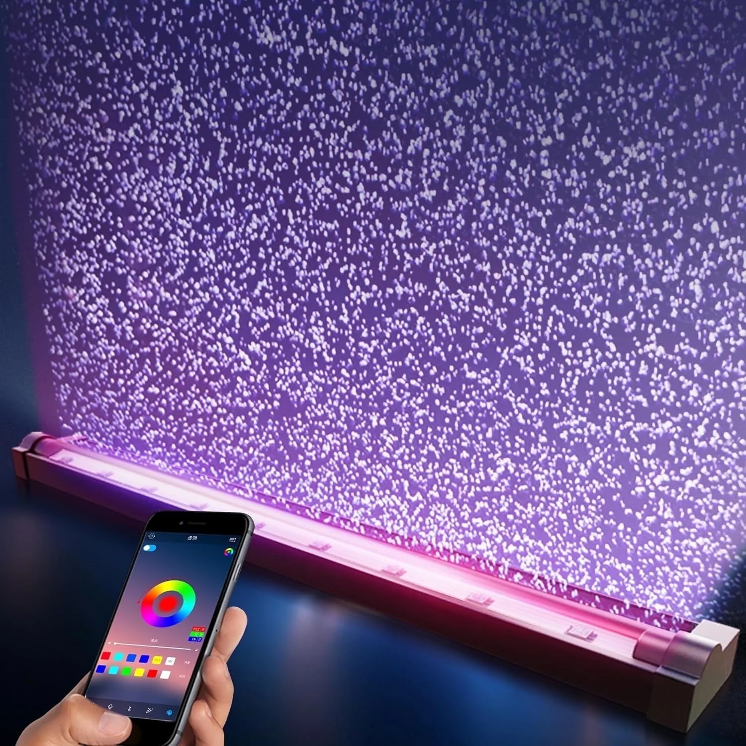 Submersible LED Aquarium Light with APP Remote Control, Fish Tank Light with Air Bubble, 16 Million Colors, 12 Dynamic Effects, Music Sync, On/Off Date Timer Air Bubbler Light