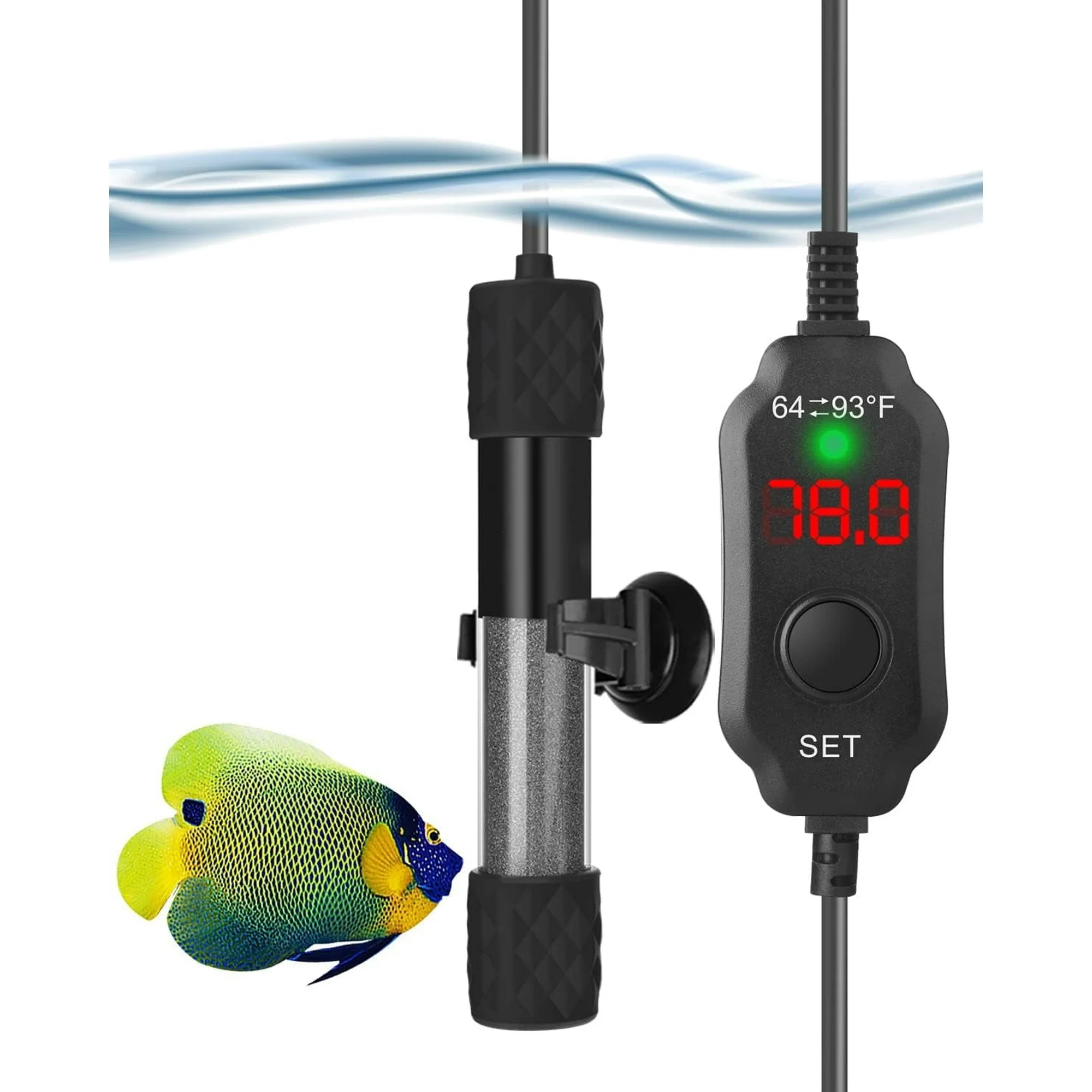 Aquarium Heater 25W - 300W, Submersible Fish Tank Heater Super Short Aquarium Heater with LED Digital Display Thermostat for Freshwater and Saltwater Tank 3-60 Gallons