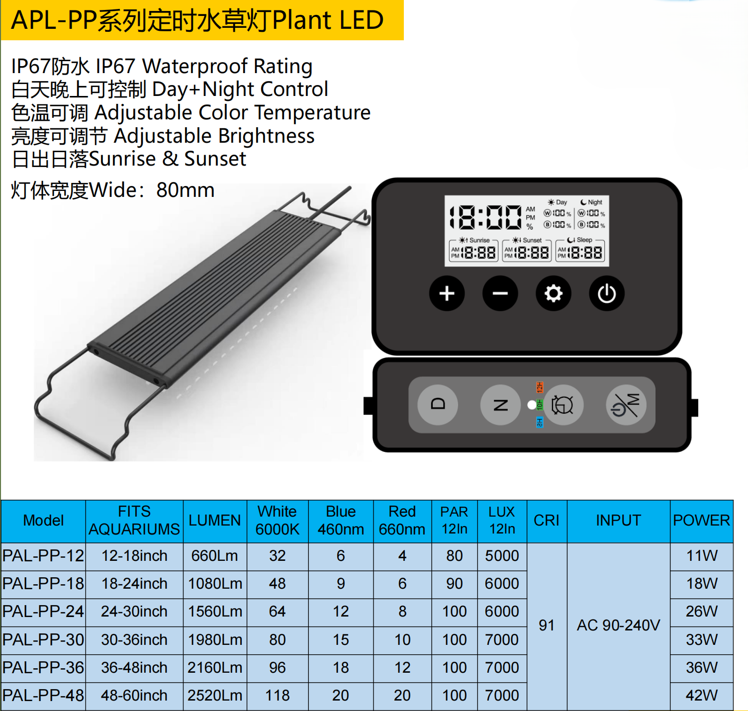 APL-PP Series Plant LED Timer Aquarium Light