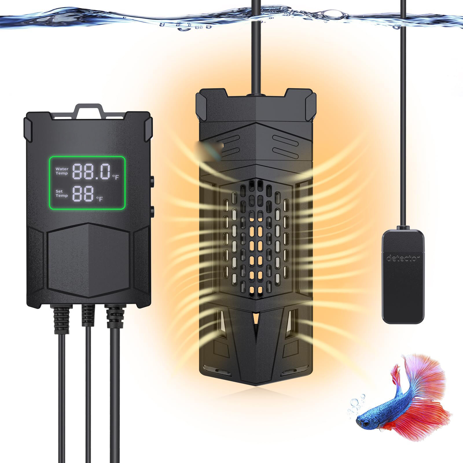 calentador de acuario de 300w/500w/800w/1000w con calentador de acuario impermeable IPX8 extraíble para acuascaping