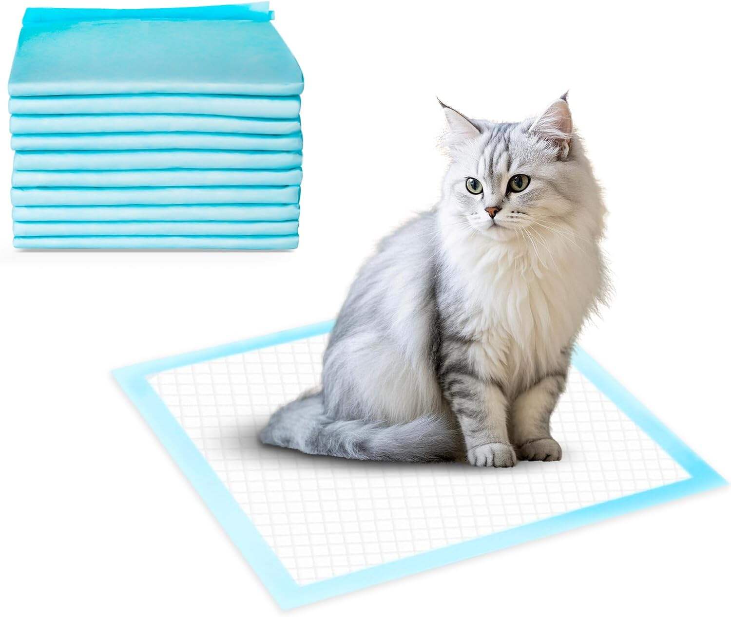 Cat Litter Pads, 23.5” L x 17.5” W Cat Pad Refills for Litter Box, 10 Count Pee Pads for Most Cat Litter Box, Odor Control Cat Pee Pad, Super Absorbent Leak-Proof, Fresh Scent