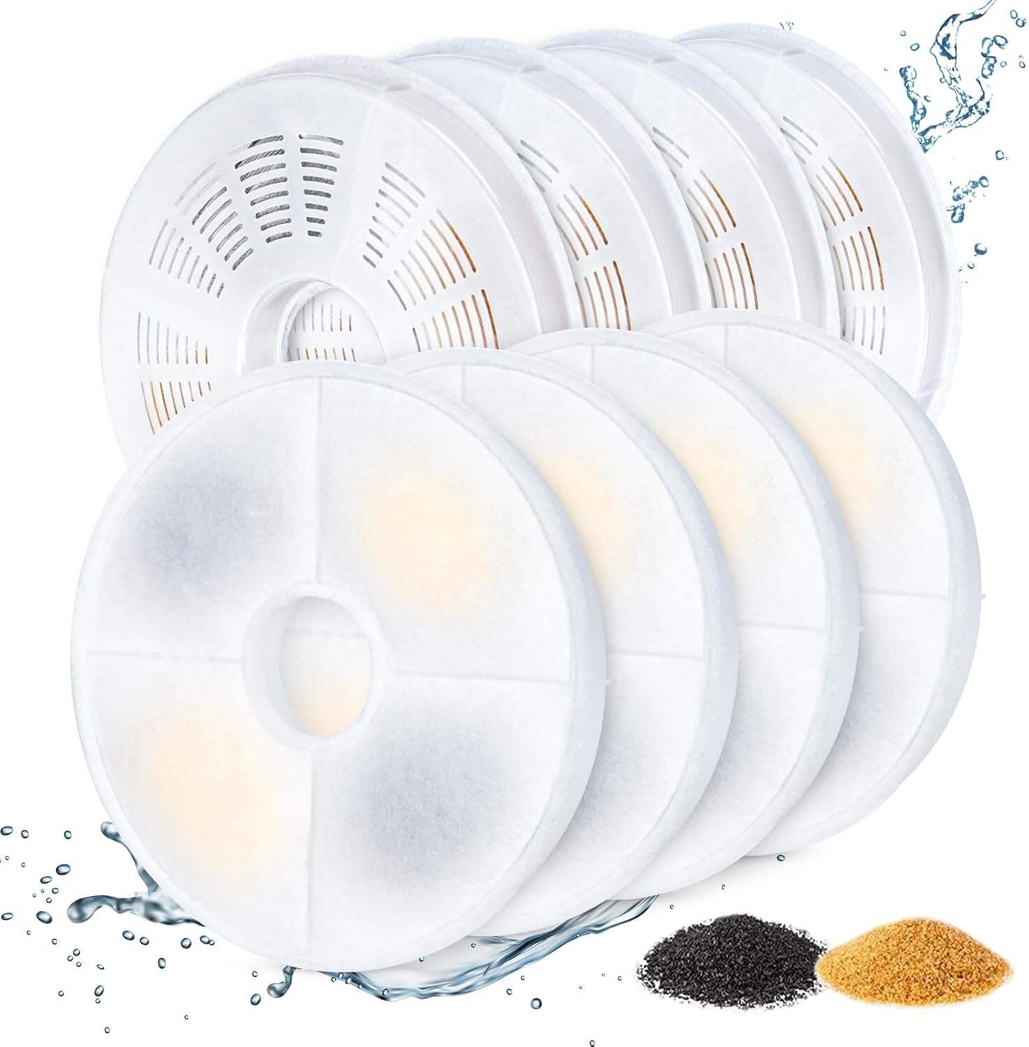 8ks balení filtrů pro pěnový fontánkový pitný systém pro kočky Catit Design Senses & Flower, Senses 2.0 & Fresh & Clear z nerezové oceli