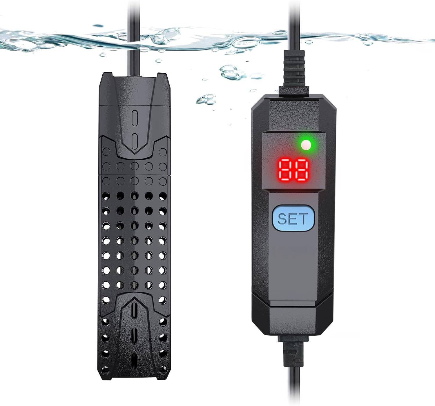 Calentador Submersible para Acuario 25W/50W/75W/100W para Tanque de Peces de 1-25 Galones con Sistema Automático de Detención del Calentamiento y Protección contra Sobrecalentamiento, para Agua Dulce y Salada
