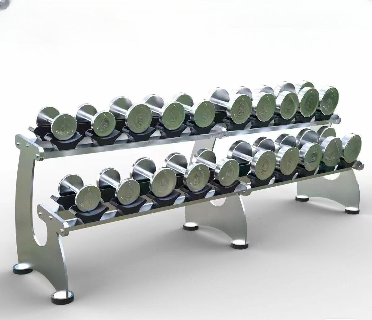 2-Tier 5-10 Pair Chrome Dumbbell Rack