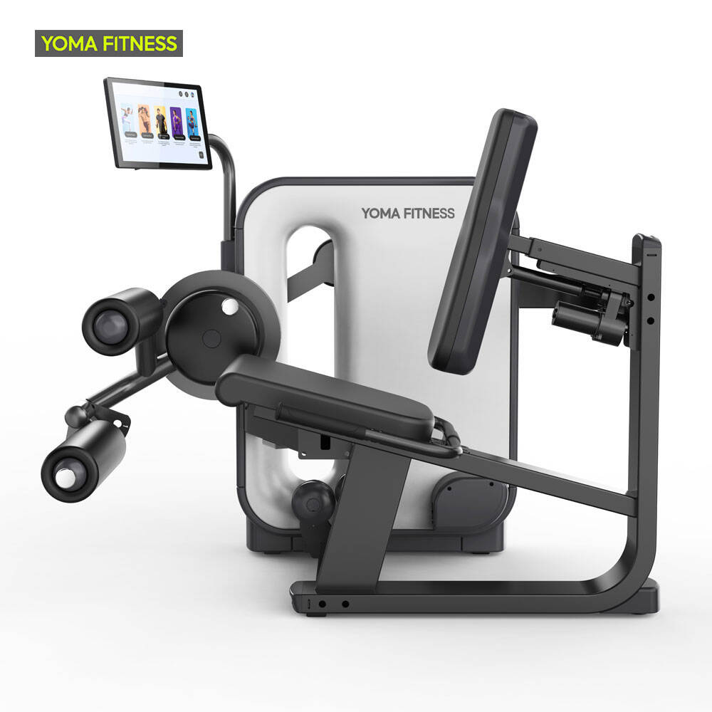 Máquina inteligente de entrenamiento de fuerza digital con extensión y flexión de piernas, equipo de gimnasio con IA.