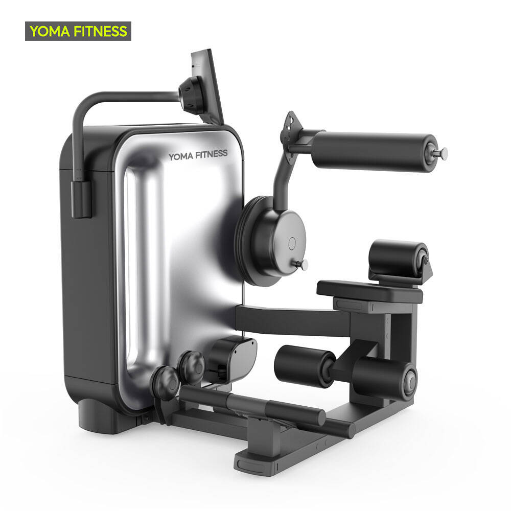 Máquina de entrenamiento de fuerza digital inteligente para abdominales y espalda con IA. Equipo de gimnasio.