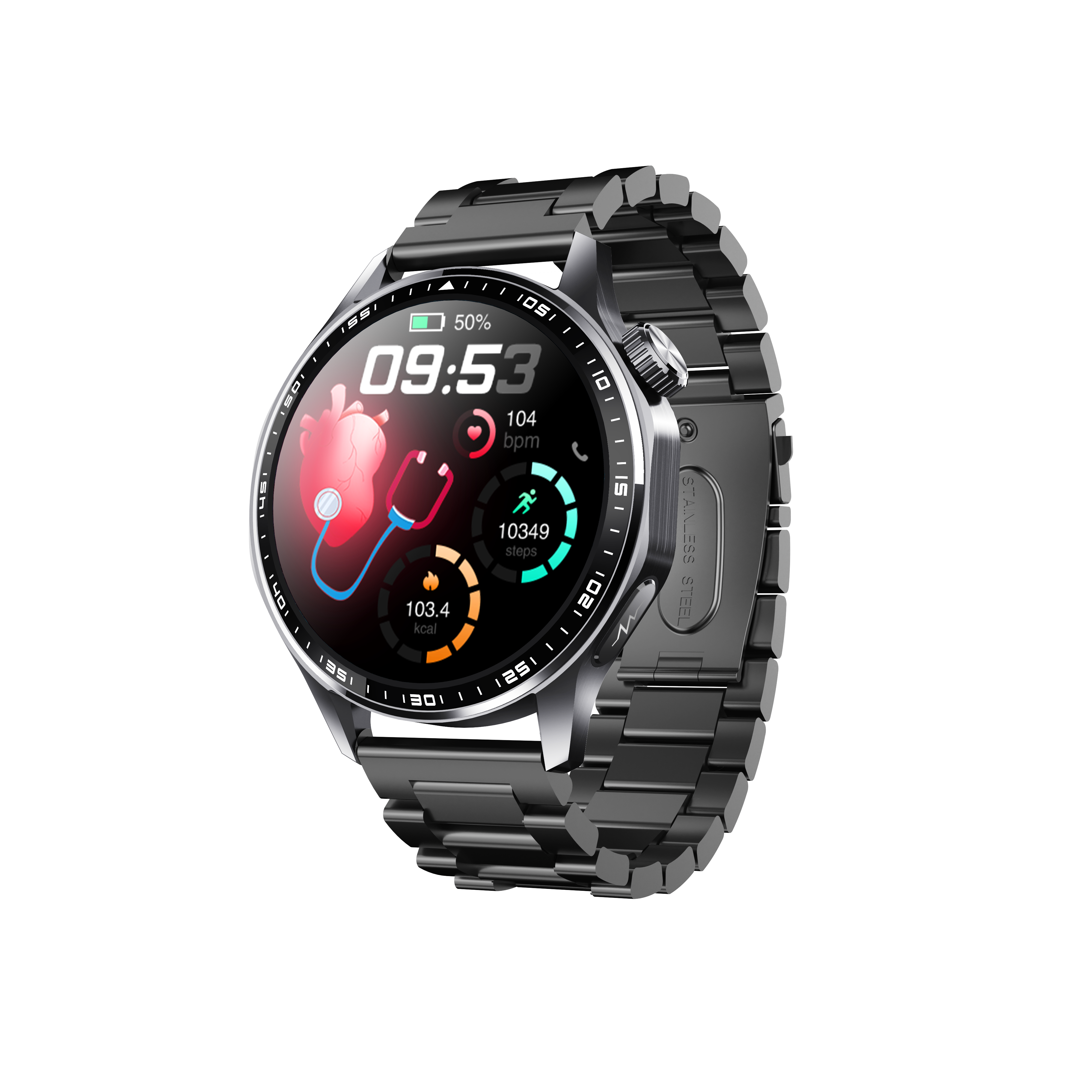 Smart Watch for Seniors with ECG Heart Monitor, Blood Sugar & Lipid Test, SOS Fall Alert, 24h Sleep, HRV and Voice Assistant