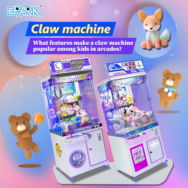 Quais características tornam uma máquina de garra popular entre as crianças nos fliperamas?