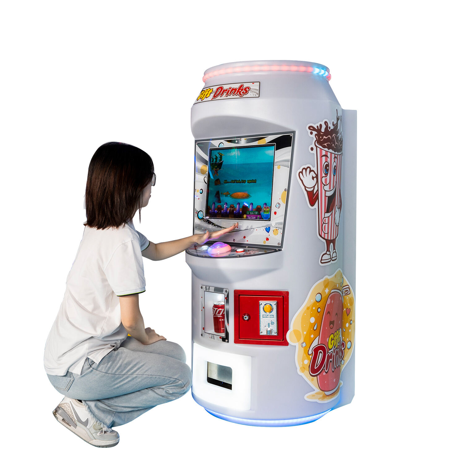 Coin Operated Cola Arcade Prize Gift Vending Kids Video Drink Gift Machine