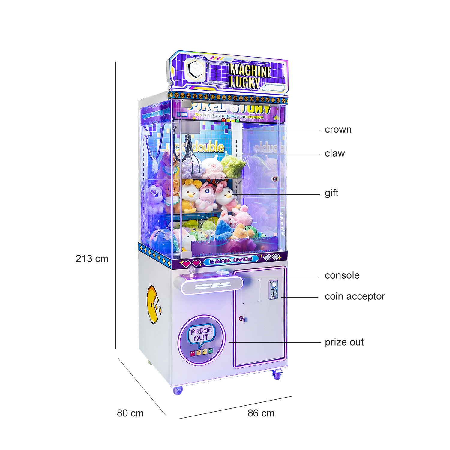 Custom Coin Operated Toy Vending Arcade Claw Crane Machine