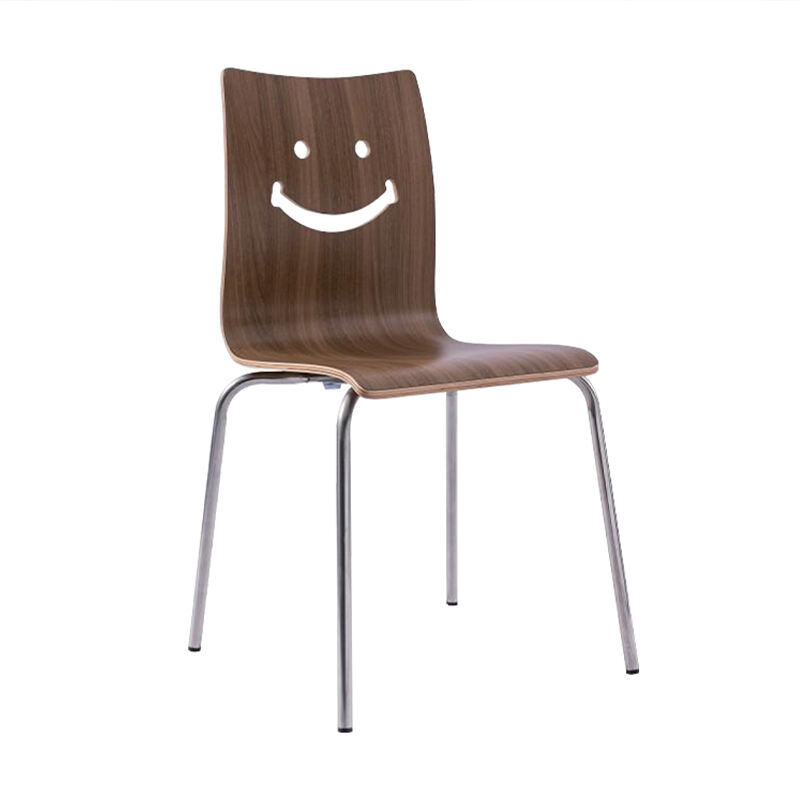 Modern Smile Backrest Dining Chair – Plywood Seat with Metal Legs