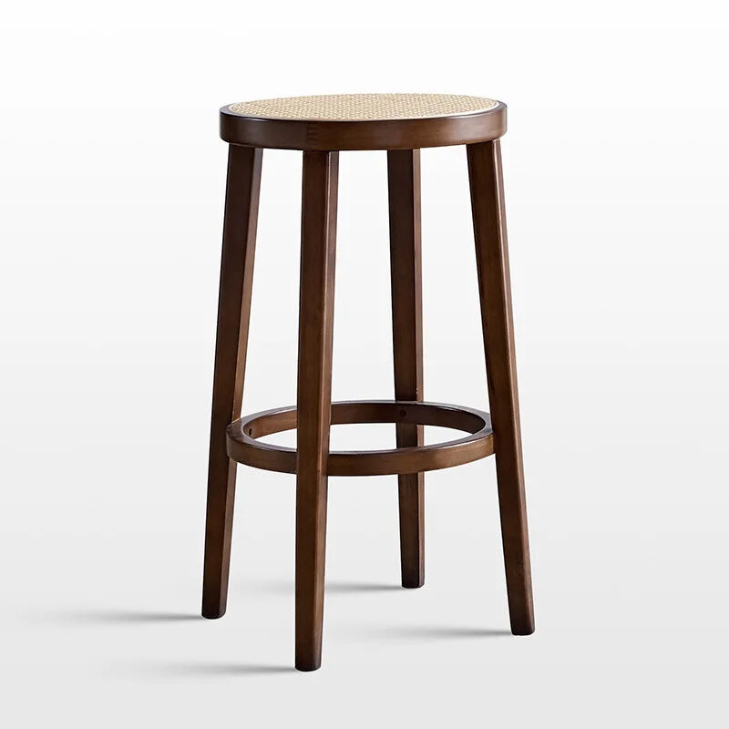 Wooden Classic Bar Stool – Woven Seat with Solid Wood Frame