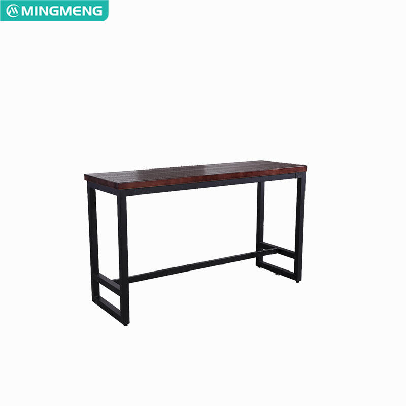 Industrial Style Bar Table – Black Metal Frame with Wood Top – Modern Café Desk