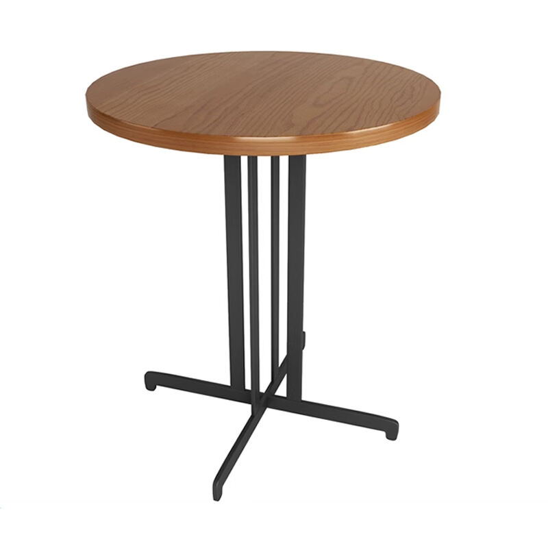Modern Round Restaurant Café Table – Wooden Top with Metal Base