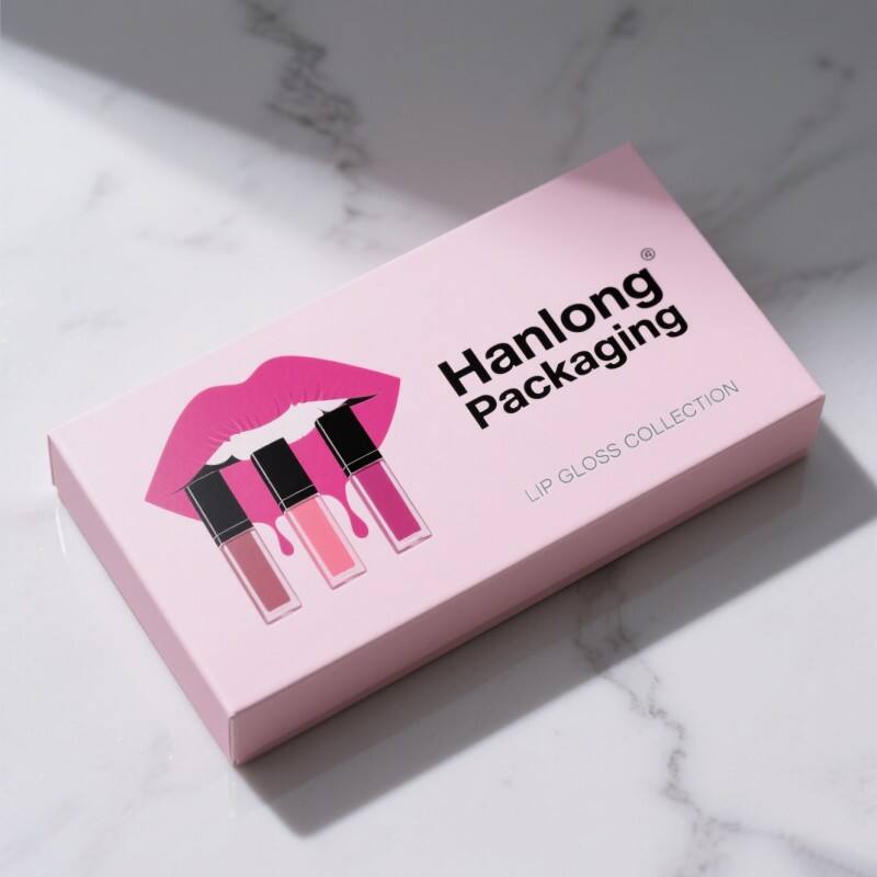 Factory customized high-quality makeup paper box glossy lip gloss gift set box Travel Organic Lip SkinCare Packaging Box