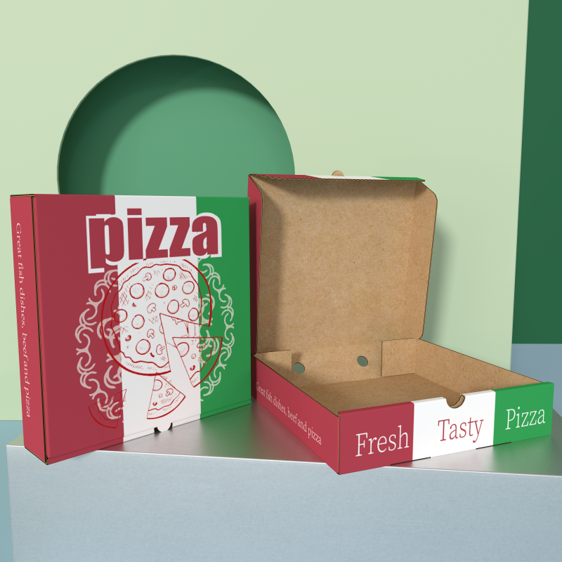 Kínai gyár pizzadoboz szállító kis mennyiség egyedi pizzacsomagolás környezetbarát barna kraft papír elvitel pizzacsomagoló doboz