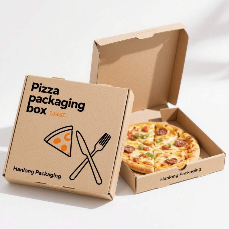 Engros trykk logo emballasjeboks miljøvennlig brun kraftpapir papp pizza boks fabrikk engangs matpapirboks