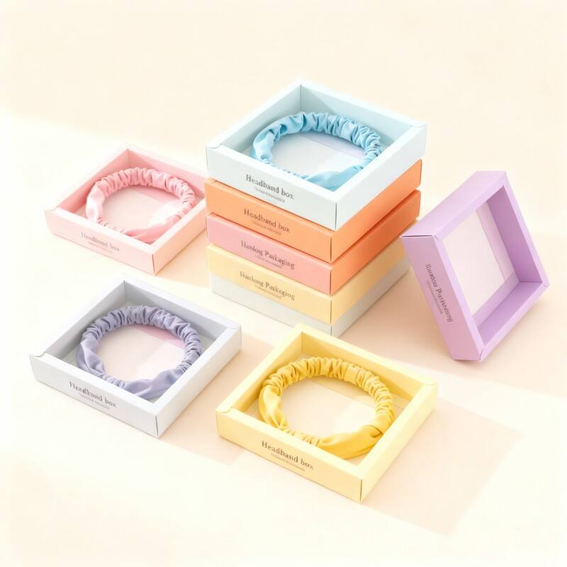 Anpassad logotyp, flerfärgad förpackningslåda, tillverkare, vikbar kartong, klädaccessoarer, papperslåda, flickas hårband, slipsförpackning, papperslåda
