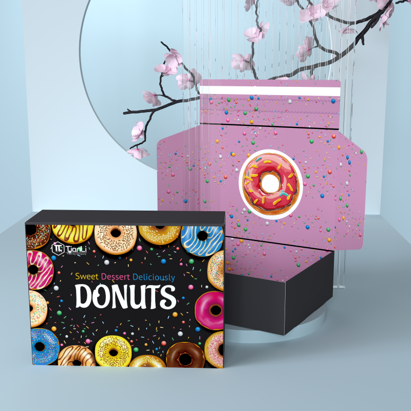 Produsen grosir kotak donat desain gratis kotak kemasan merek kotak kertas sandwich lipat Kotak Set Bola Garam Mandi Donat Manis