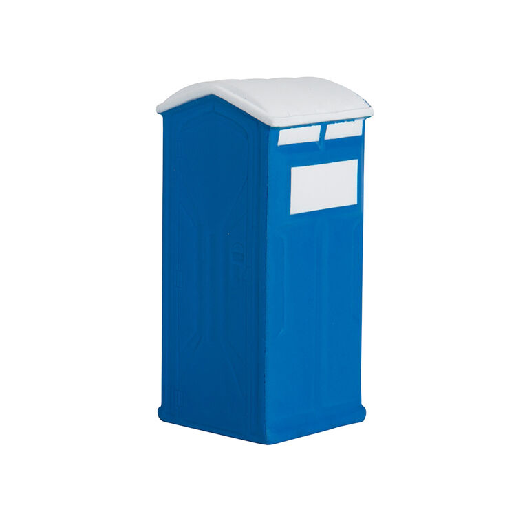 Promotional Custom Pu Foam Anti Stress Mini Cute Porta-Potty Shape Reliever with Logo Printed Toy Ball