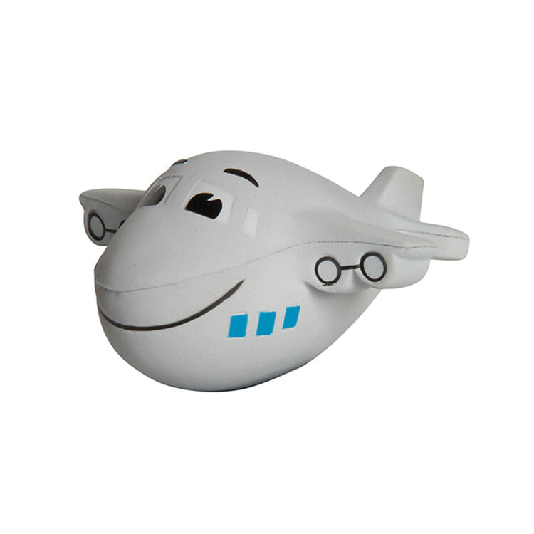 Firmenpräsentgeschenk PU-Flugzeug mit lächelndem Gesicht Anti-Stress-Ball Zudrückbare Schaumspielzeugkugel