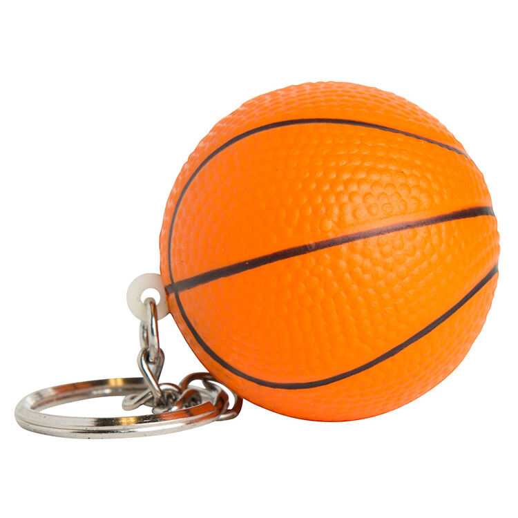 Sagte PU-basketbalvormige sleutelhanger promosiegeskenk strespeletjiebal