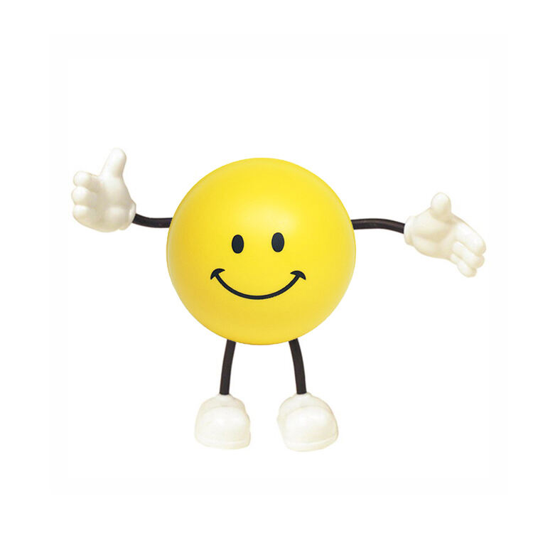 Logo Aangepaste PU Laggende Gesig Bal Kwispelbal Promosie Speelding met Buigbare Arms & Bene vir Voorsiening & Distribusie