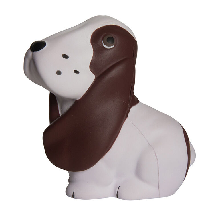 High Quality Anti-Stress Stock Basset Hound Shaped PU Foam Promotional Stress Ball with Custom Logo Printing