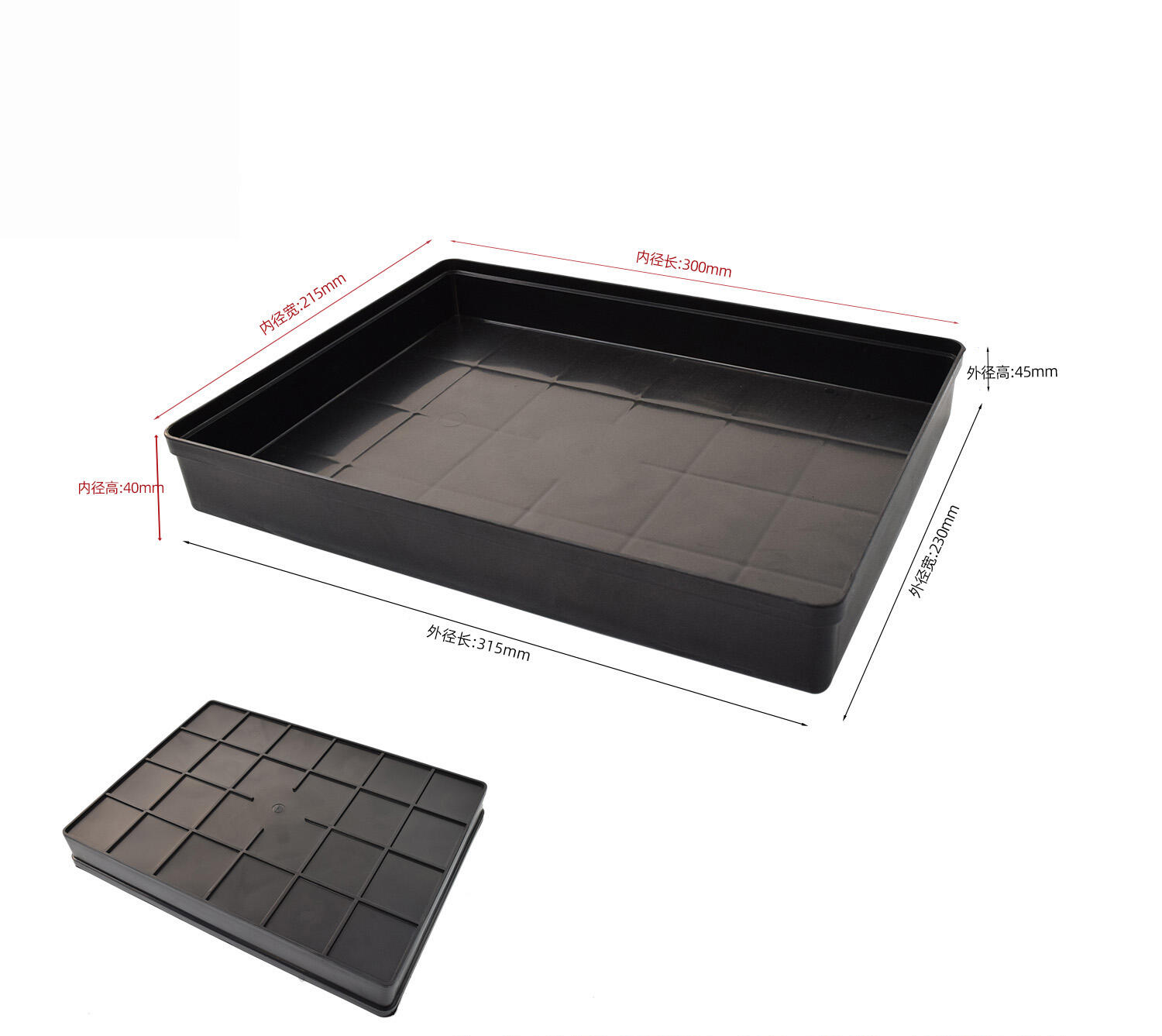 Sort PCB-opbevaringsbeholder PP-plastik antistatisk ESD-bakke ledende ESD-bakke
