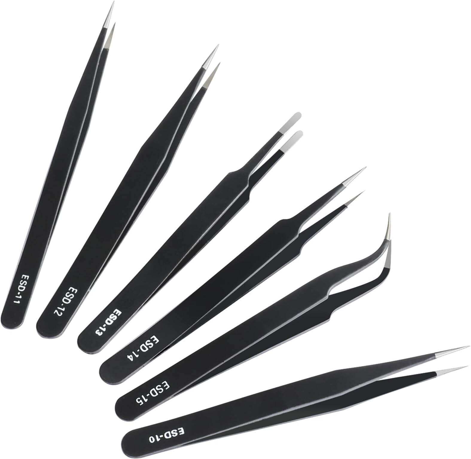 ESD Tweezers Precision Tweezers Premium Anti-Static Stainless Steel for Electronics Laboratory