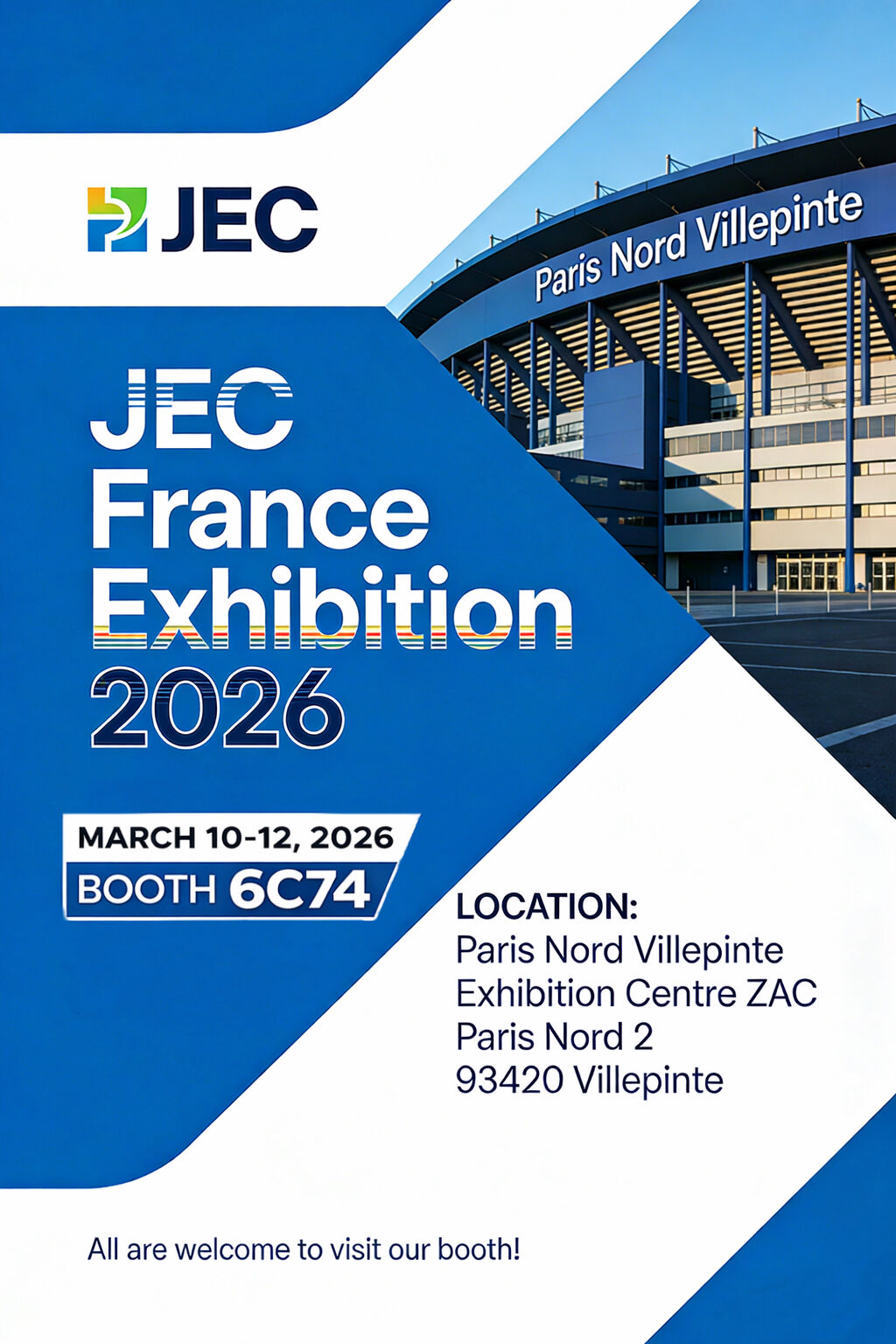 【Exhibition Invitation】 Weinuo Composite Materials will be exhibiting at JEC 2026 in France. We cordially invite global clients to visit and engage in discussions!