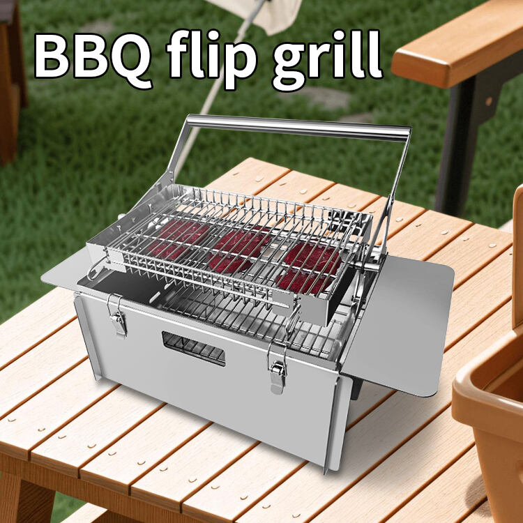 BBQ Flip Grill 360 Céim Rothlán Barbecue - Iompairtheach - Scéimh Tine