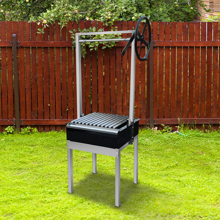 Black single-mesh Argentine barbecue grill, adjustable grilling height, made of stainless steel, product customization a