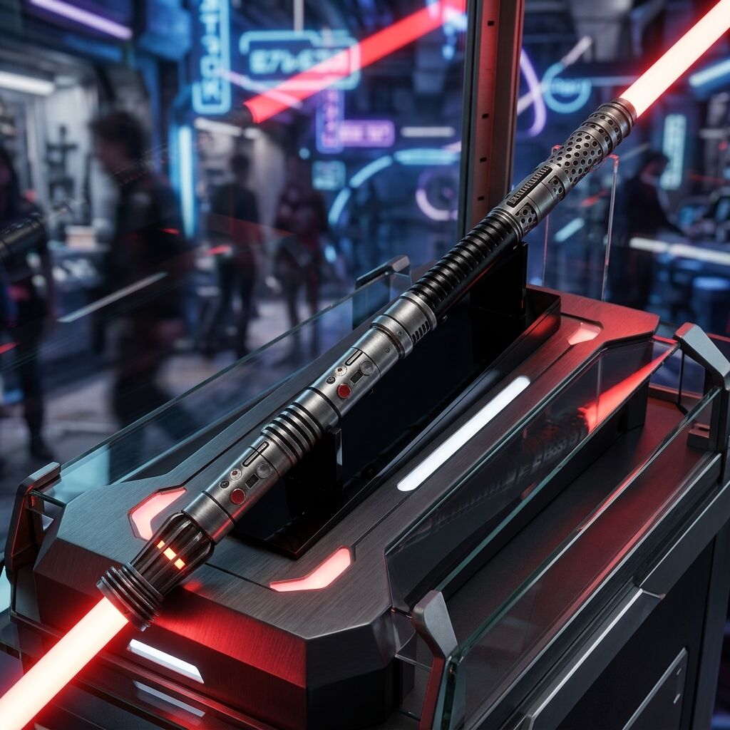Darth Maul double-bladed red lightsaber replica hilt from Shadow Lord series