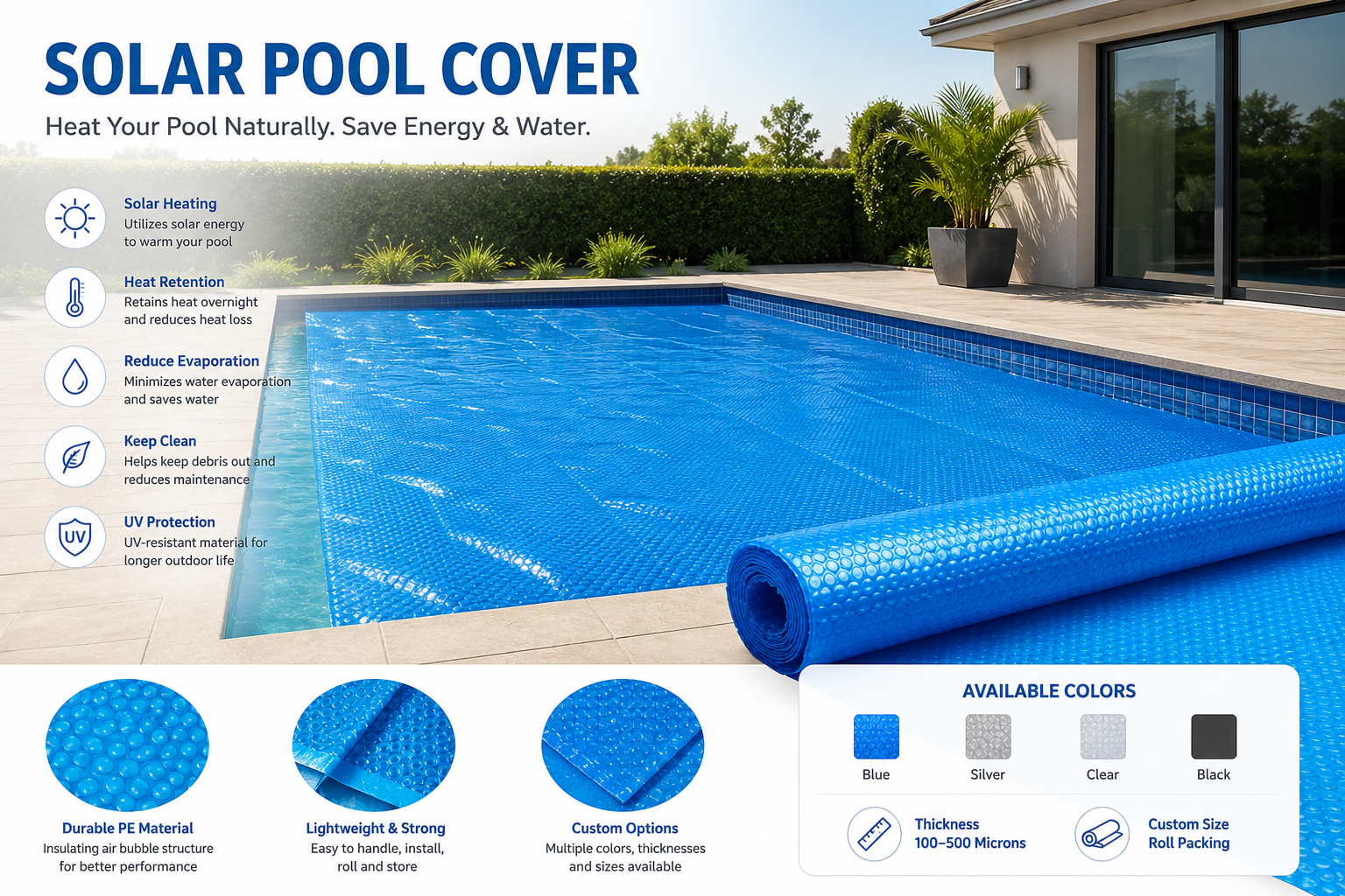 Solar Pool Cover Manufacturer for Wholesale Buyers-Direct Factory Supply from Blueocean