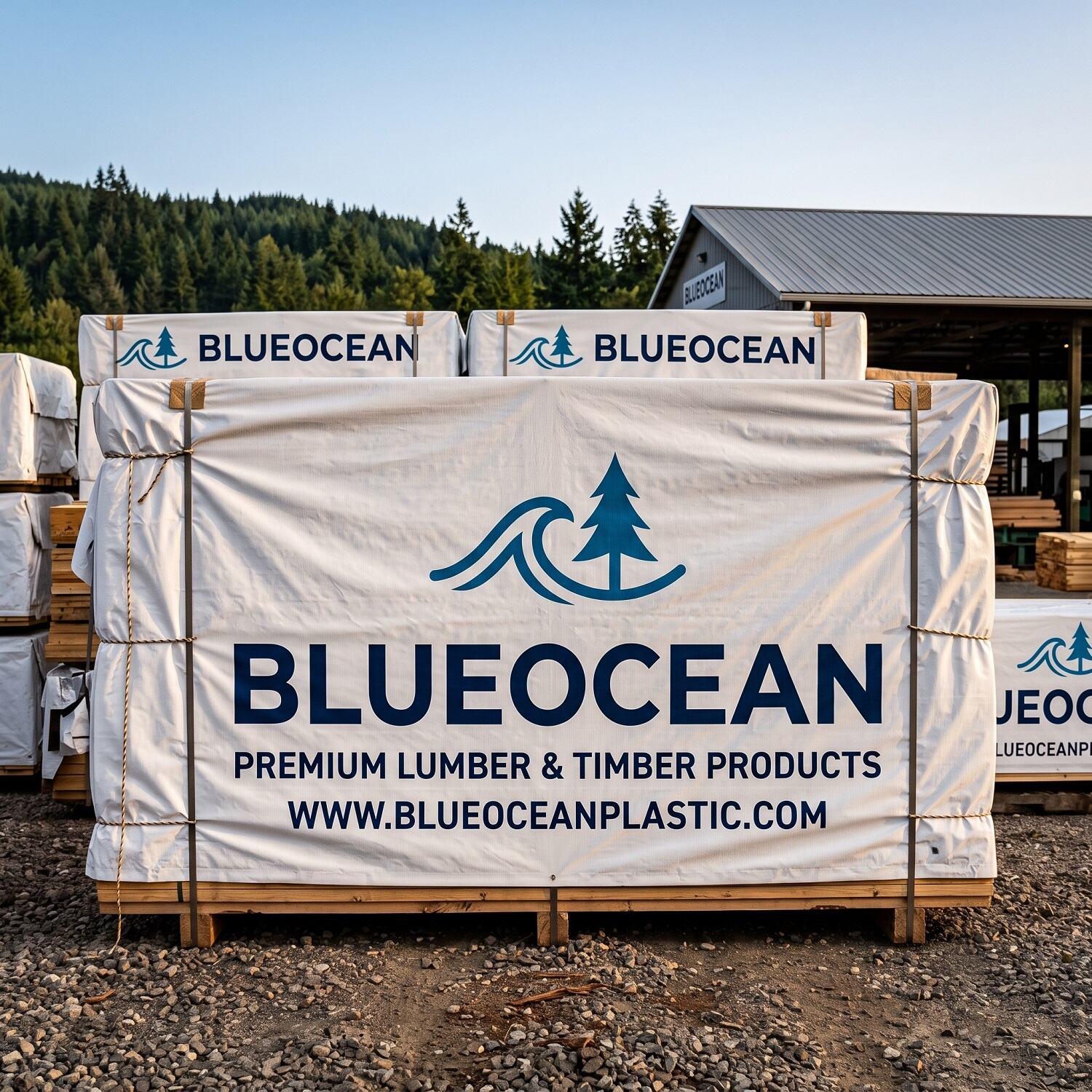 PE/PP 95gsm Waterproof Lumber Wrap Roll Sewn Lumber Cover with UV Protection and Printing Logo