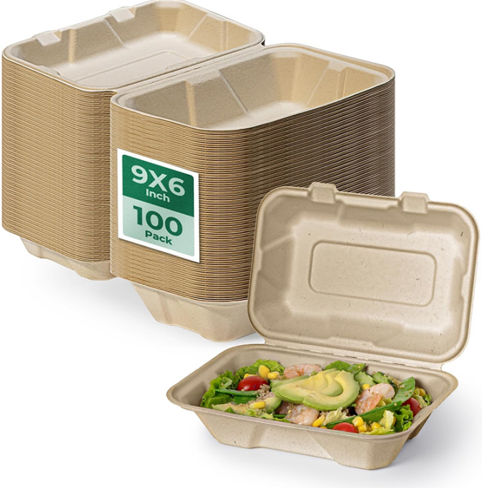 Are take away food containers made of bagasse stackable for storage?
