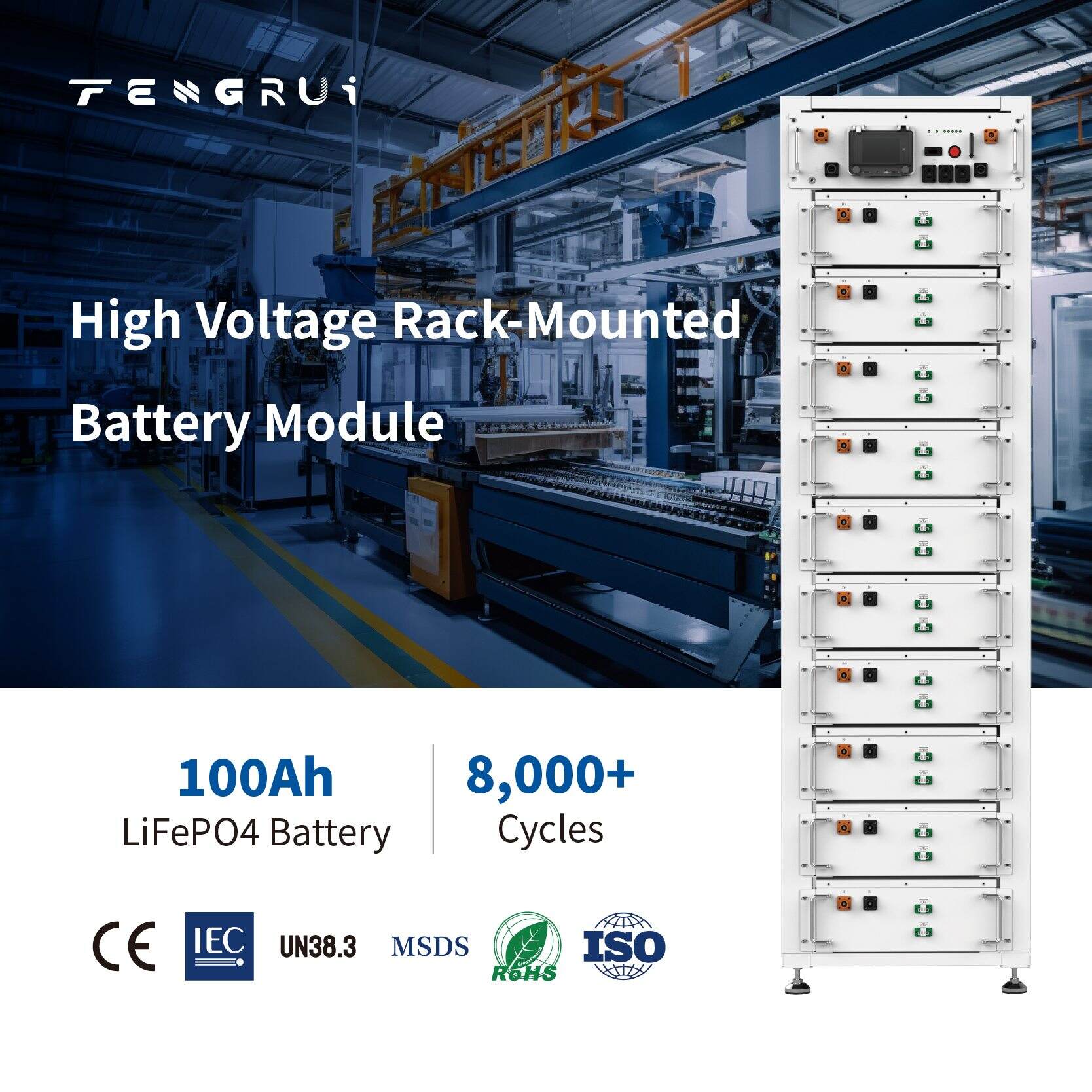 20.48kWh-51.20kWh High Voltage Support Parallel Rack-Mounted LiFePO4 Battery
