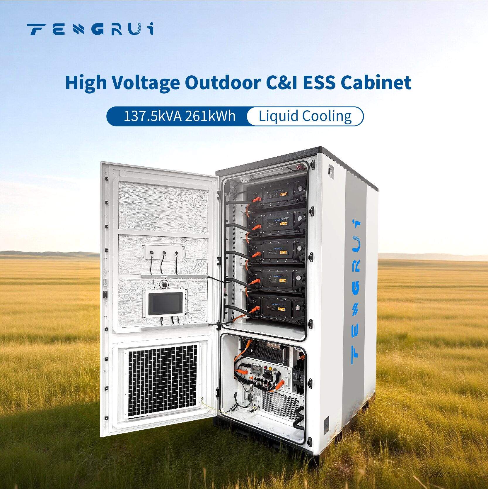 125kW 137.5kVA 261kWh Commercial & Industrial Liquid Cooling ESS Cabinet